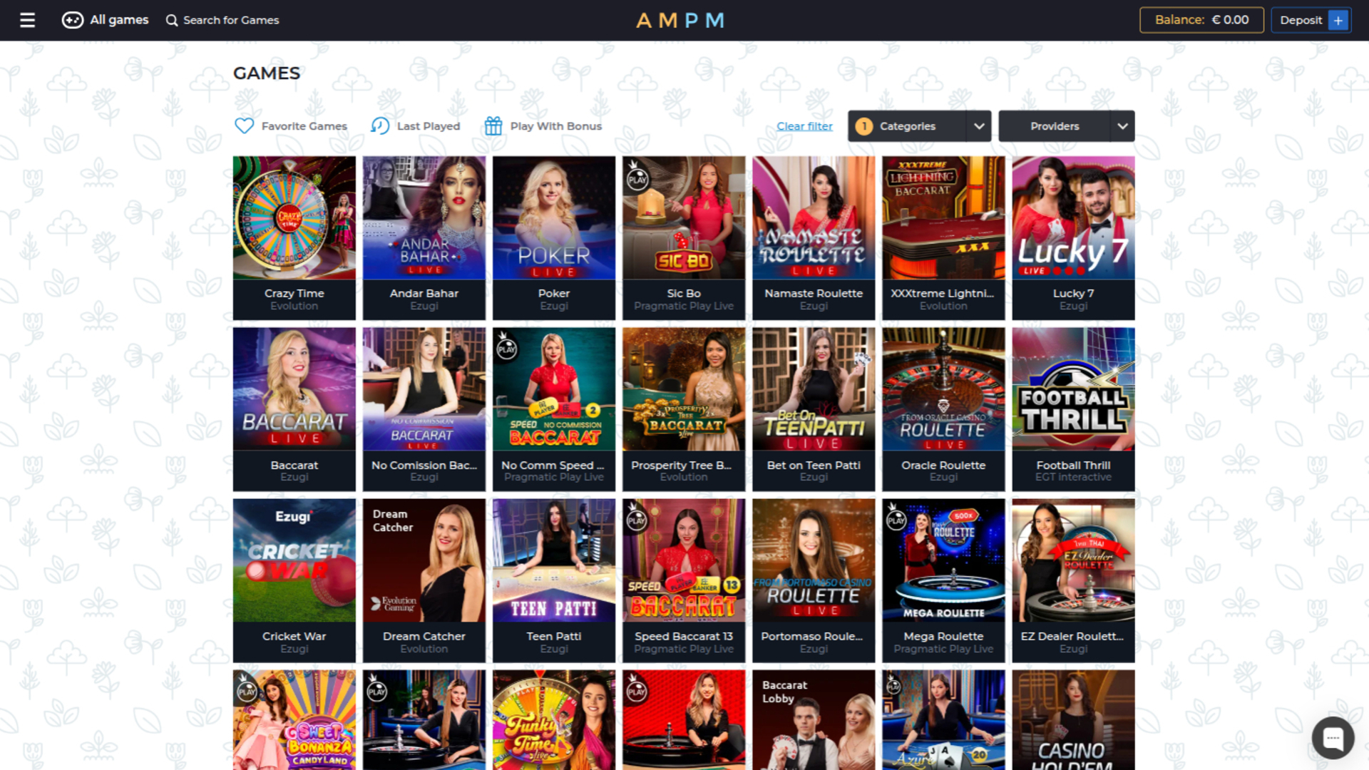 ampm Casino Desktop Live Dealer