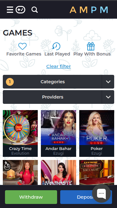 ampm Casino Mobile Live Dealer
