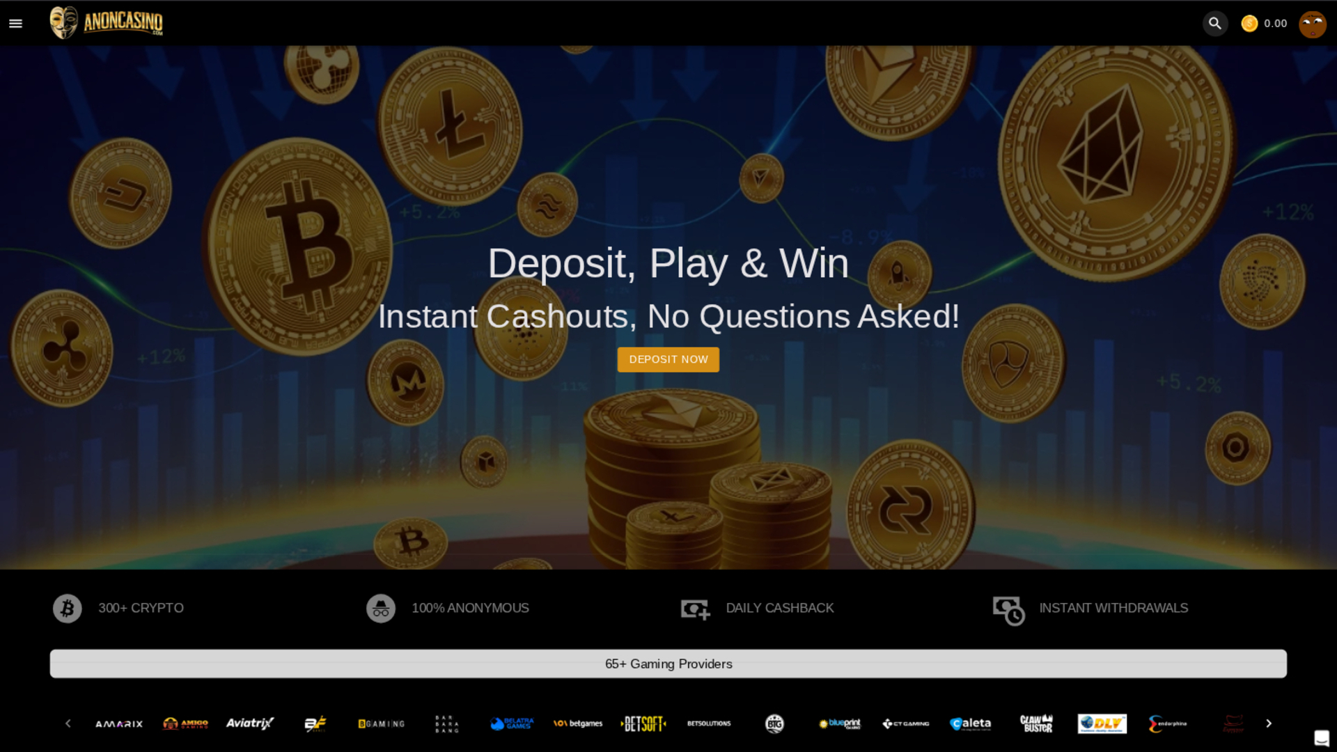 anon Casino Desktop Homepage