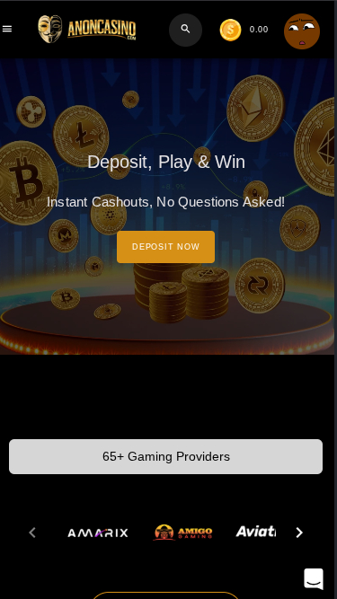 anon Casino Mobile Homepage