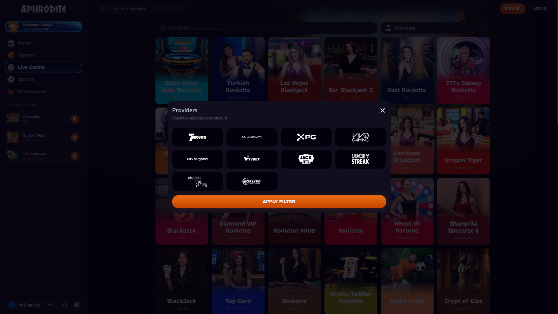 Aphrodite Casino Game Developers Desktop