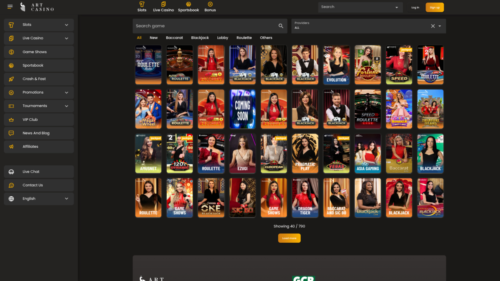 Art Casino Desktop Live Dealer
