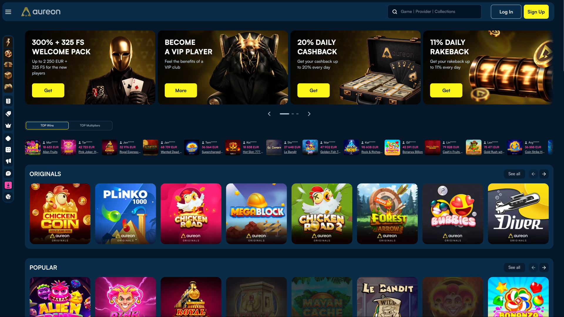 Aureonplay Casino Desktop Homepage