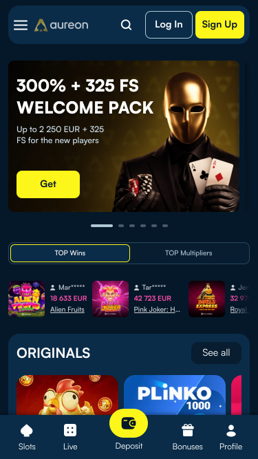 Aureonplay Casino Mobile Homepage