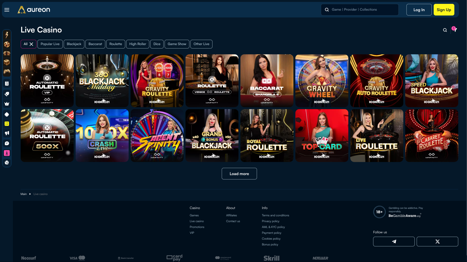 Aureonplay Casino Desktop Live Dealer