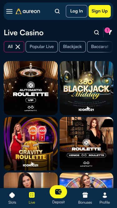 Aureonplay Casino Mobile Live Dealer