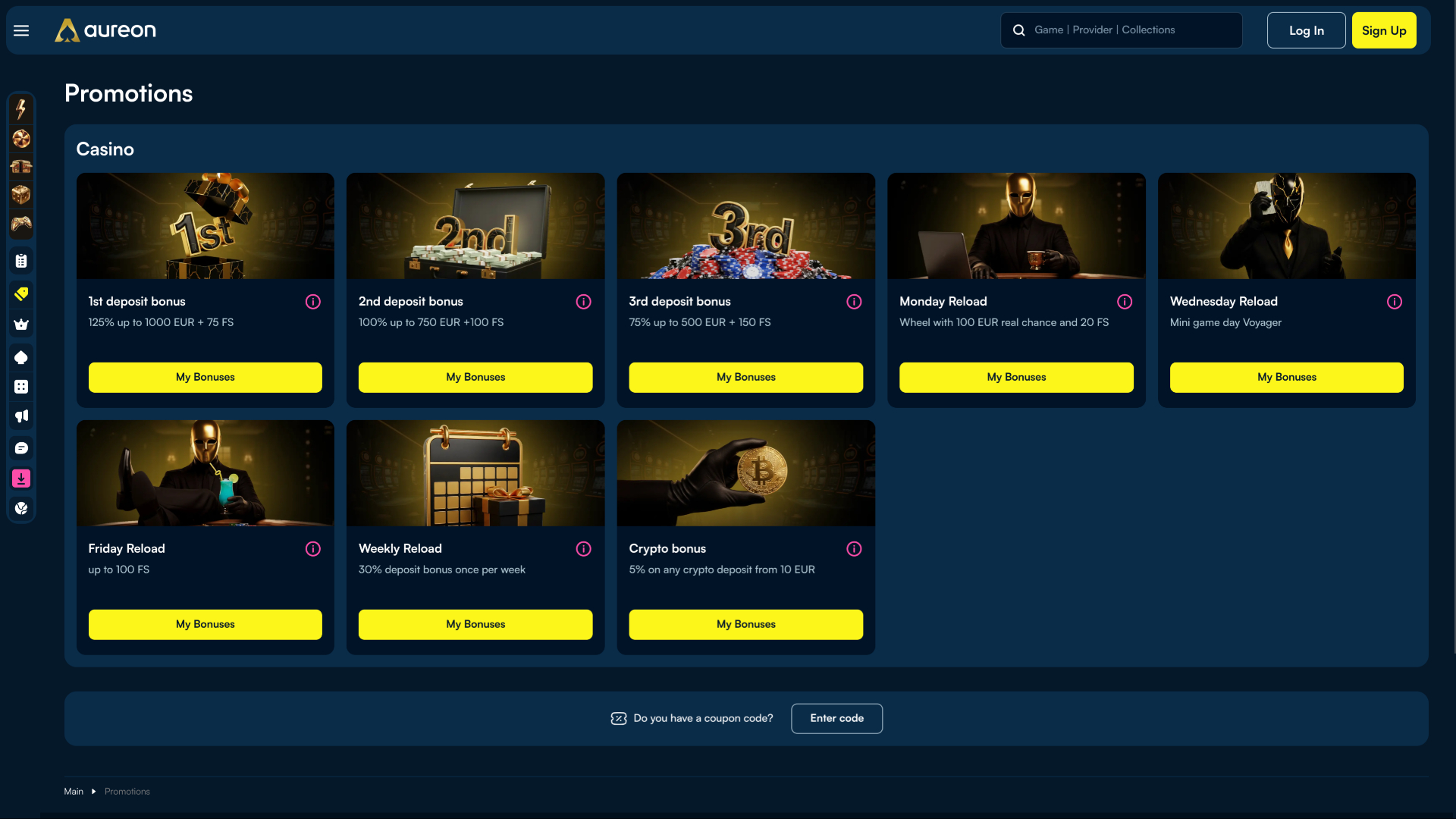 Aureonplay Casino Desktop Promotions