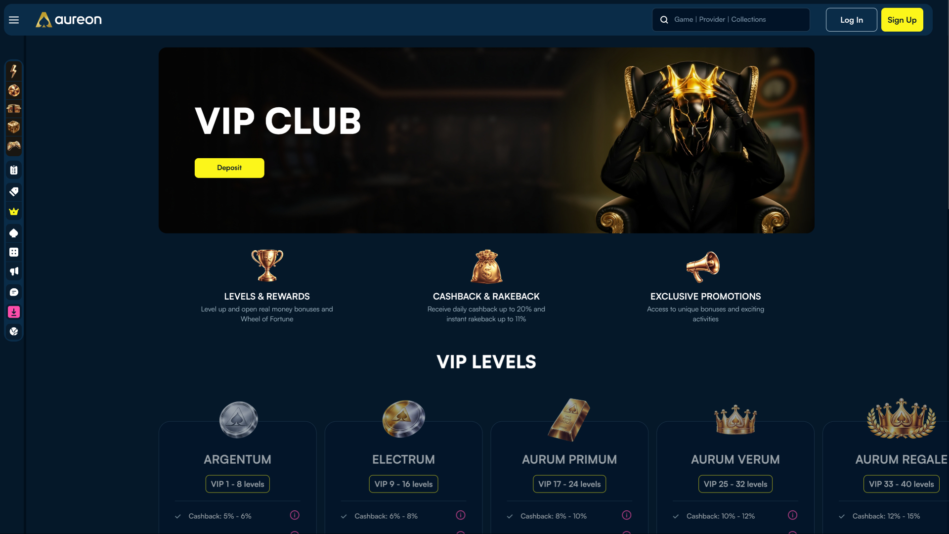Aureonplay Casino Desktop VIP
