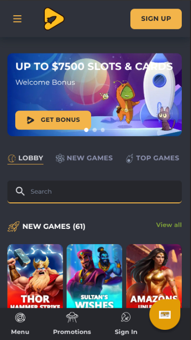 Aussie Play Casino Mobile Homepage