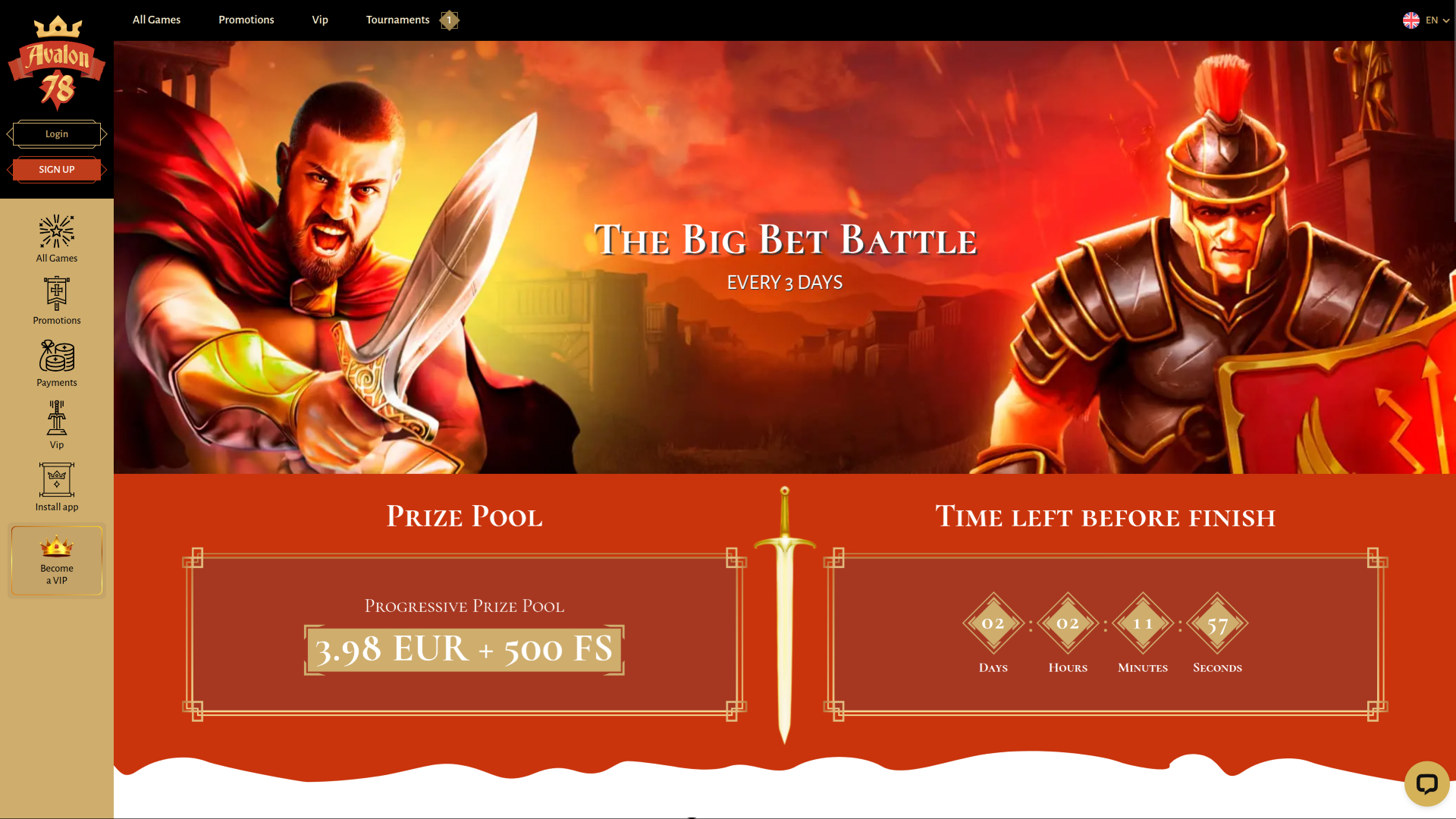 Avalon78 Casino Desktop Tournaments