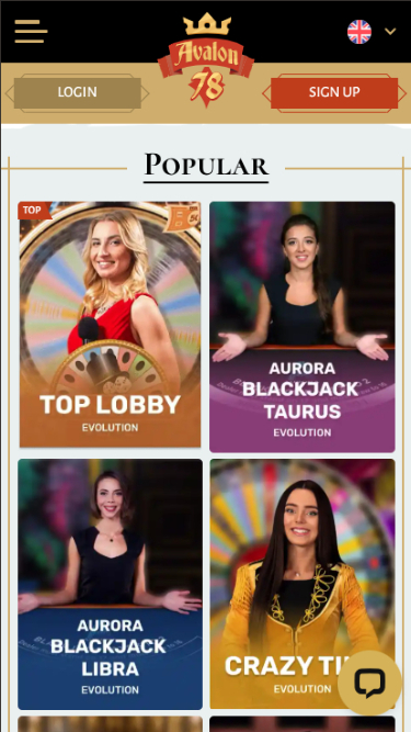 Avalon78 Casino Mobile Live Dealer