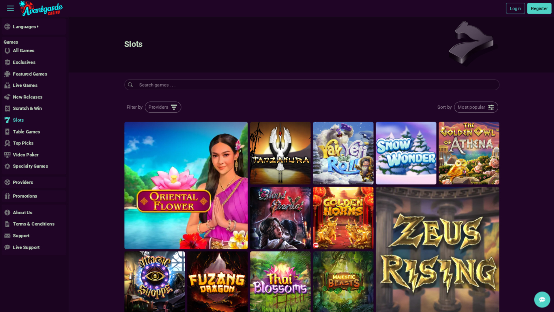 Avantgarde Casino Desktop Games