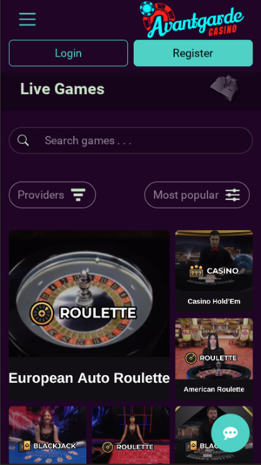 Avantgarde Casino Mobile Live Dealer