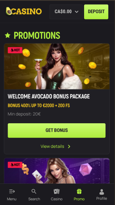 Avocasino Mobile Promotions