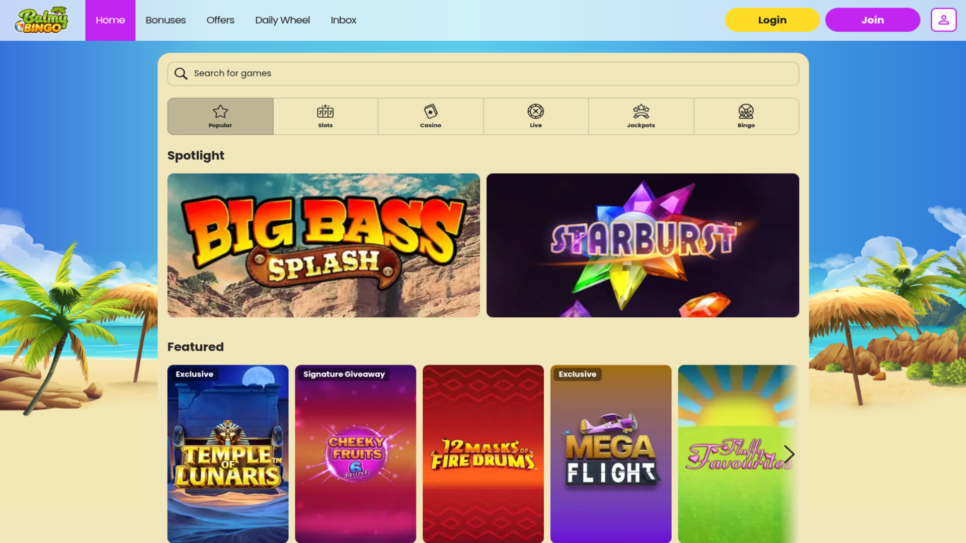 Balmy Bingo Desktop Games
