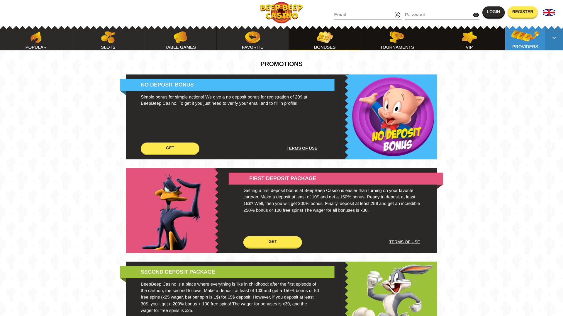 Beep Beep Casino Desktop Promotions