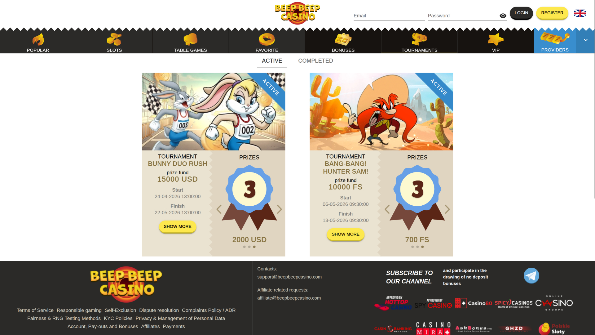 Beep Beep Casino Desktop Tournaments