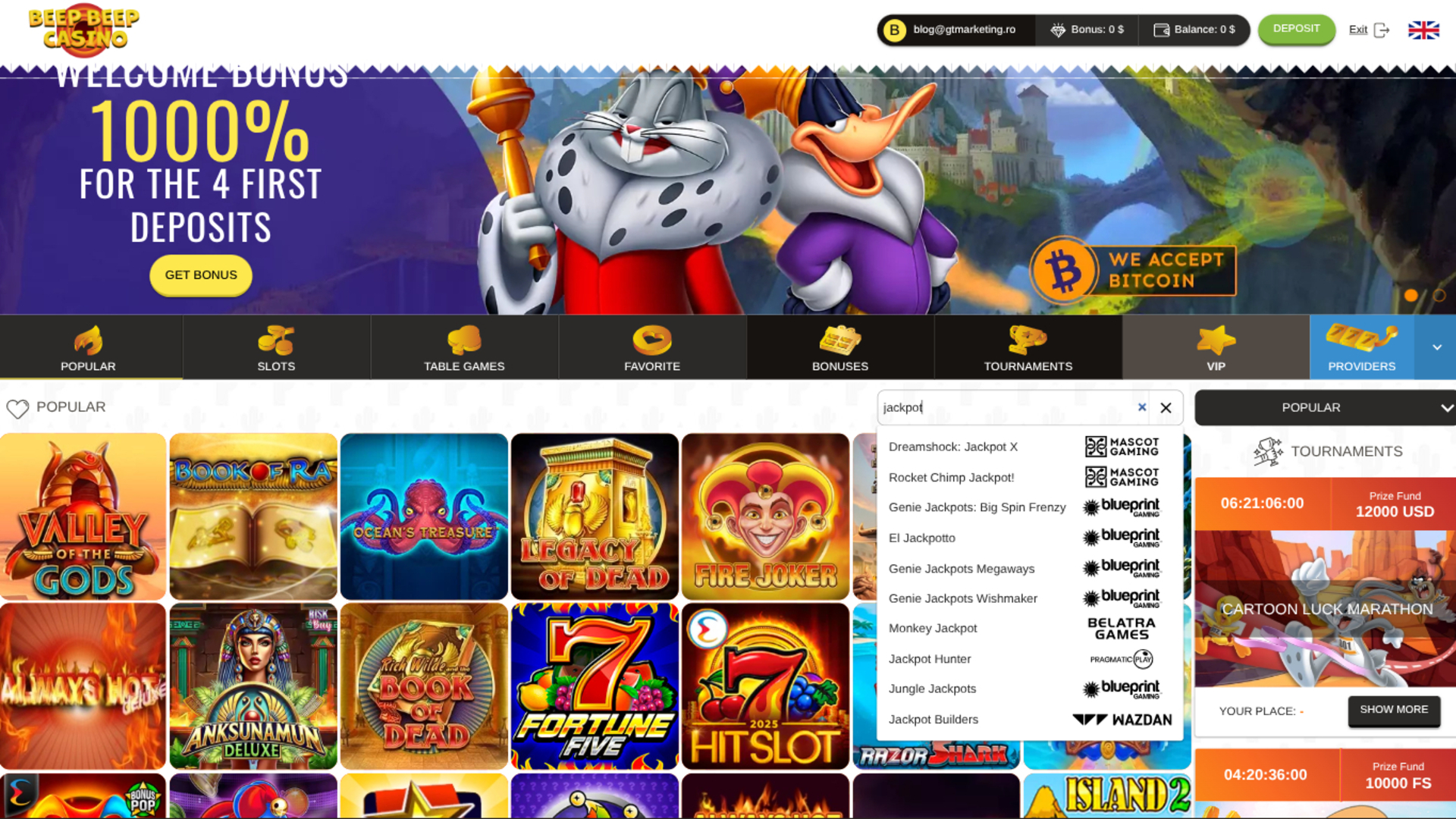 Beep Beep Casino Desktop Jackpot