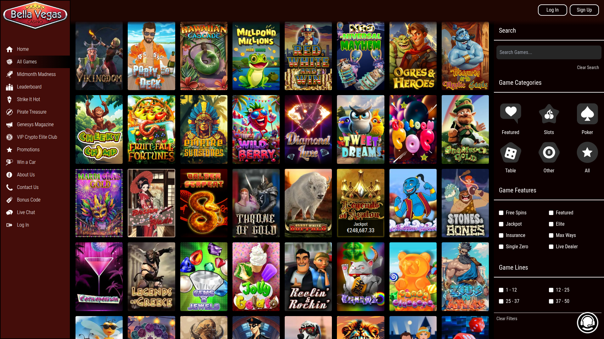 Bella Vegas Casino Desktop Games