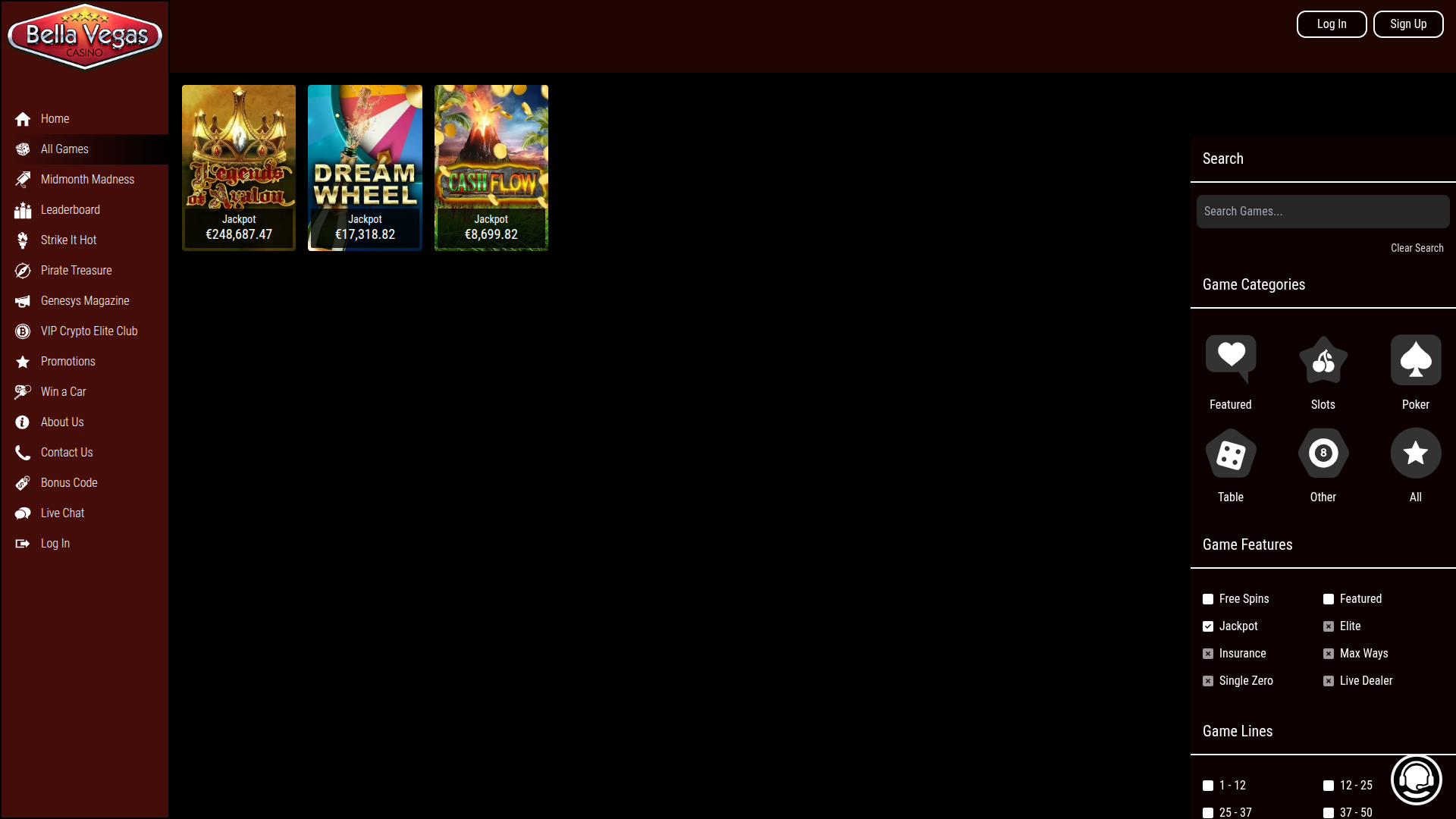 Bella Vegas Casino Desktop Jackpot