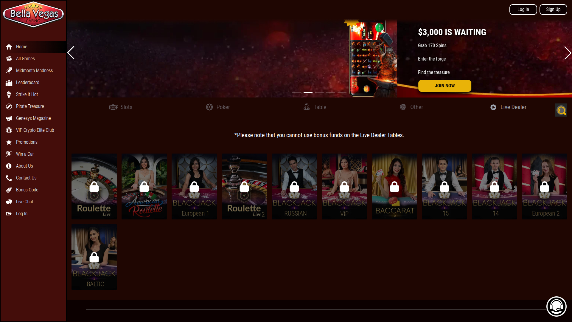 Bella Vegas Casino Desktop Live Dealer