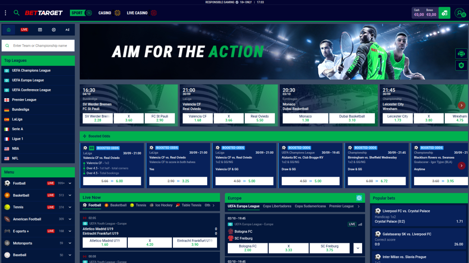 Bet Target Casino Sports Desktop