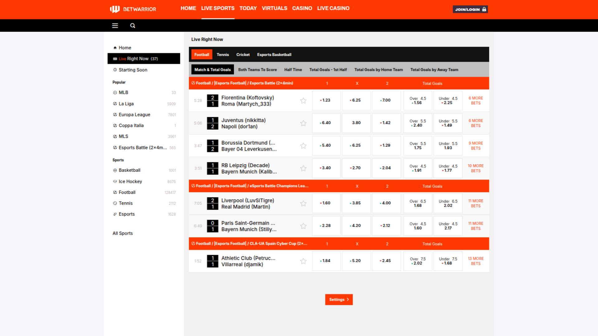 Bet Warrior Desktop Sports