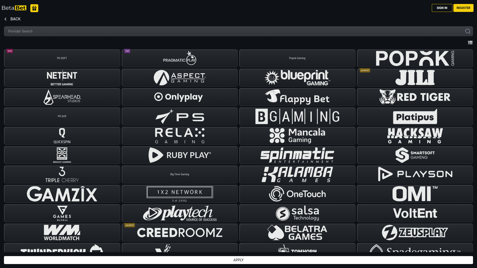 BetaBet Casino Desktop Game Developers