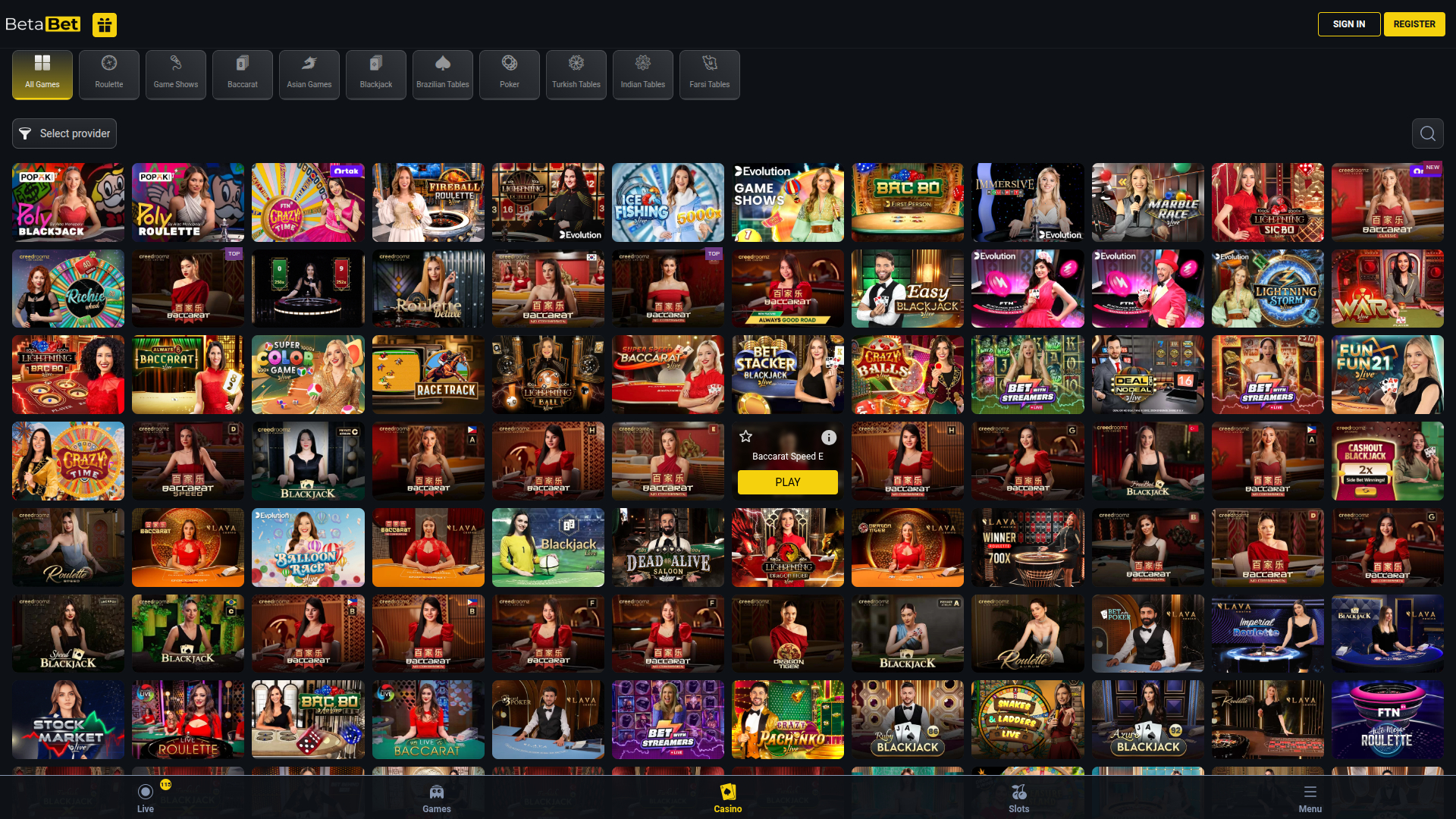 BetaBet Casino Desktop Live Dealer