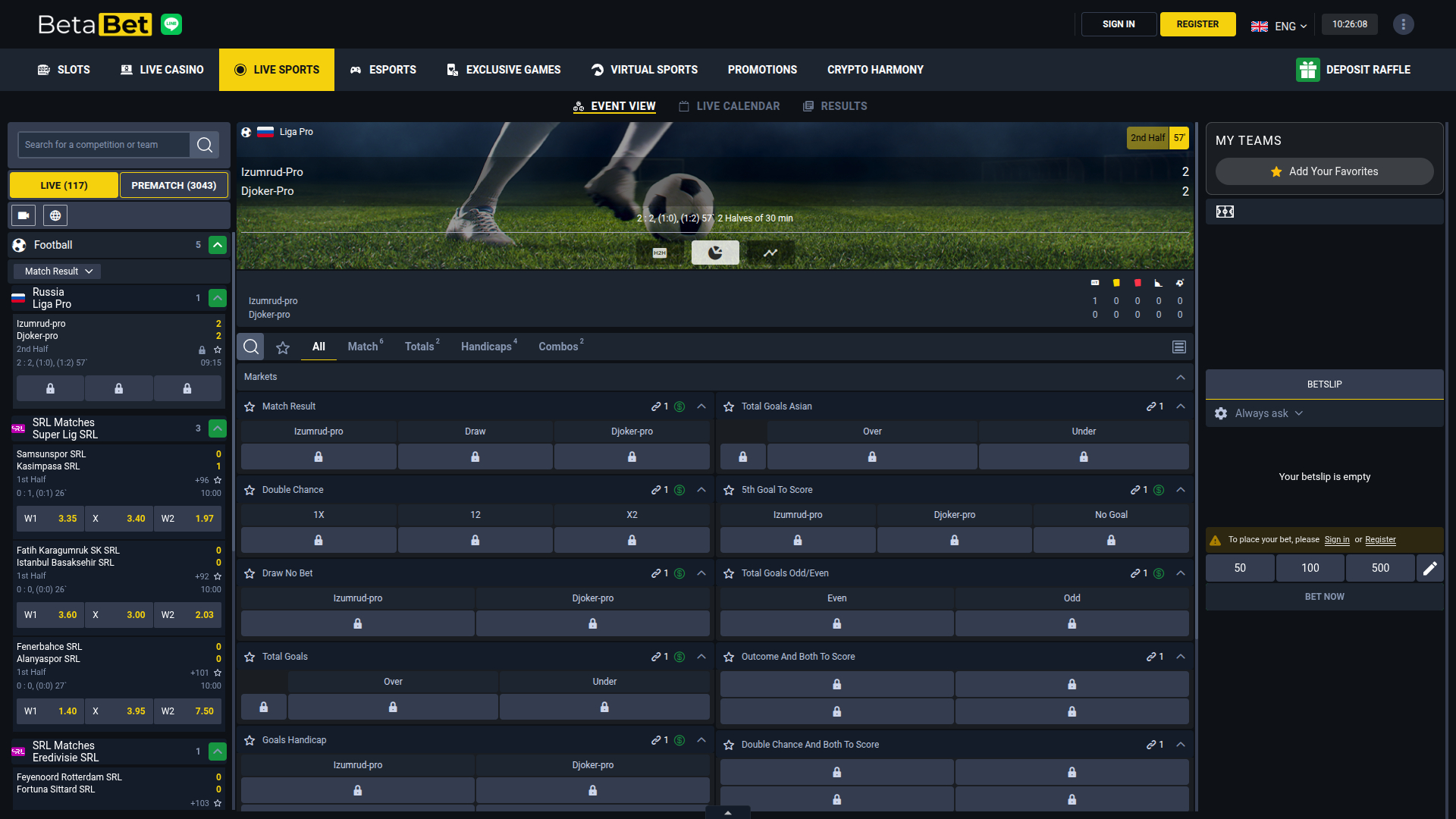 BetaBet Casino Desktop Sports