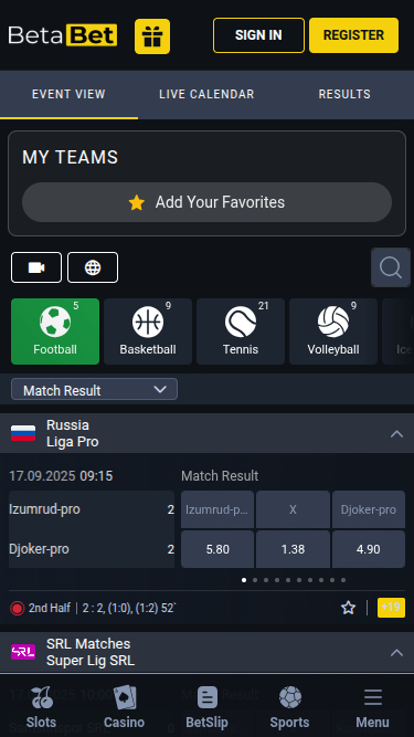 BetaBet Casino Mobile Sports