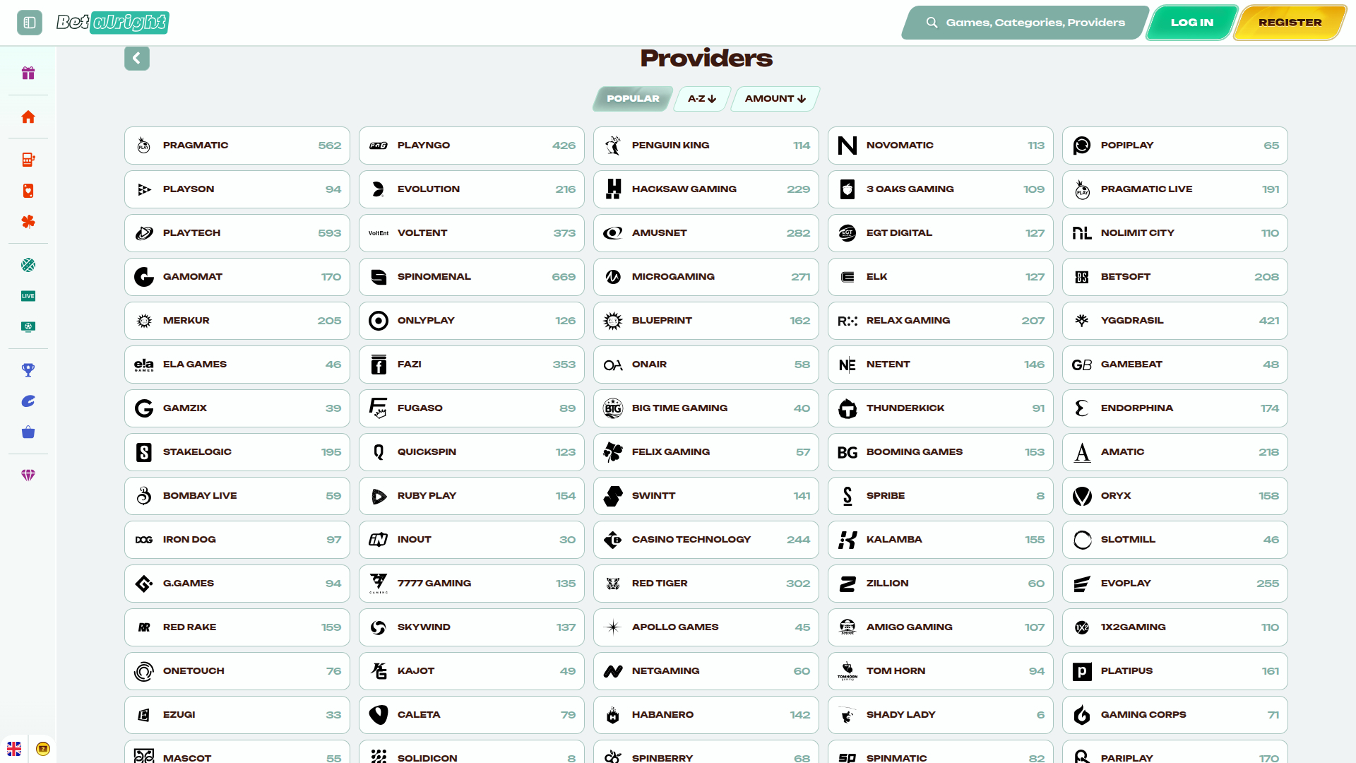 Betalright Casino Desktop Game Developers