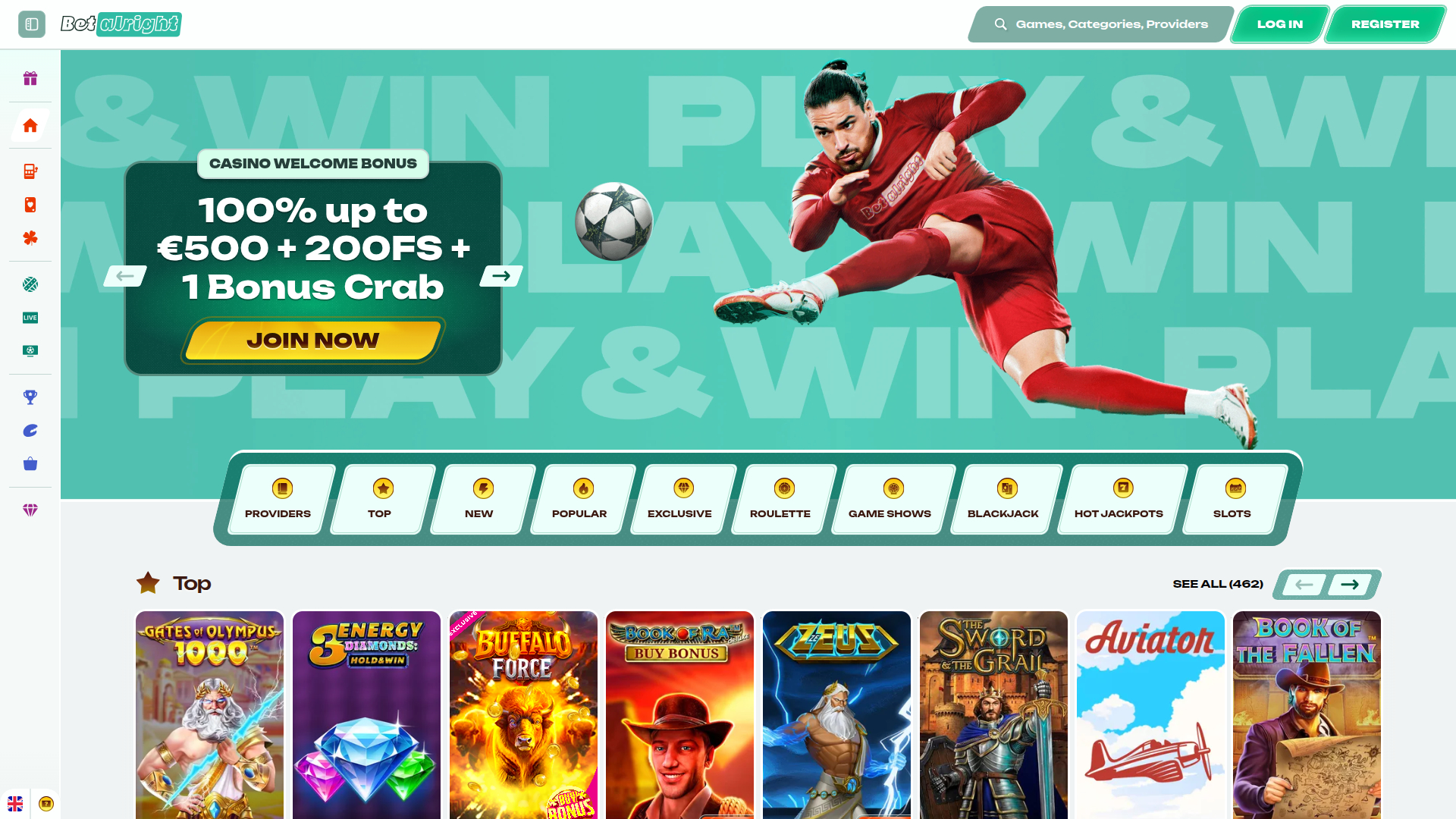 Betalright Casino Desktop Homepage