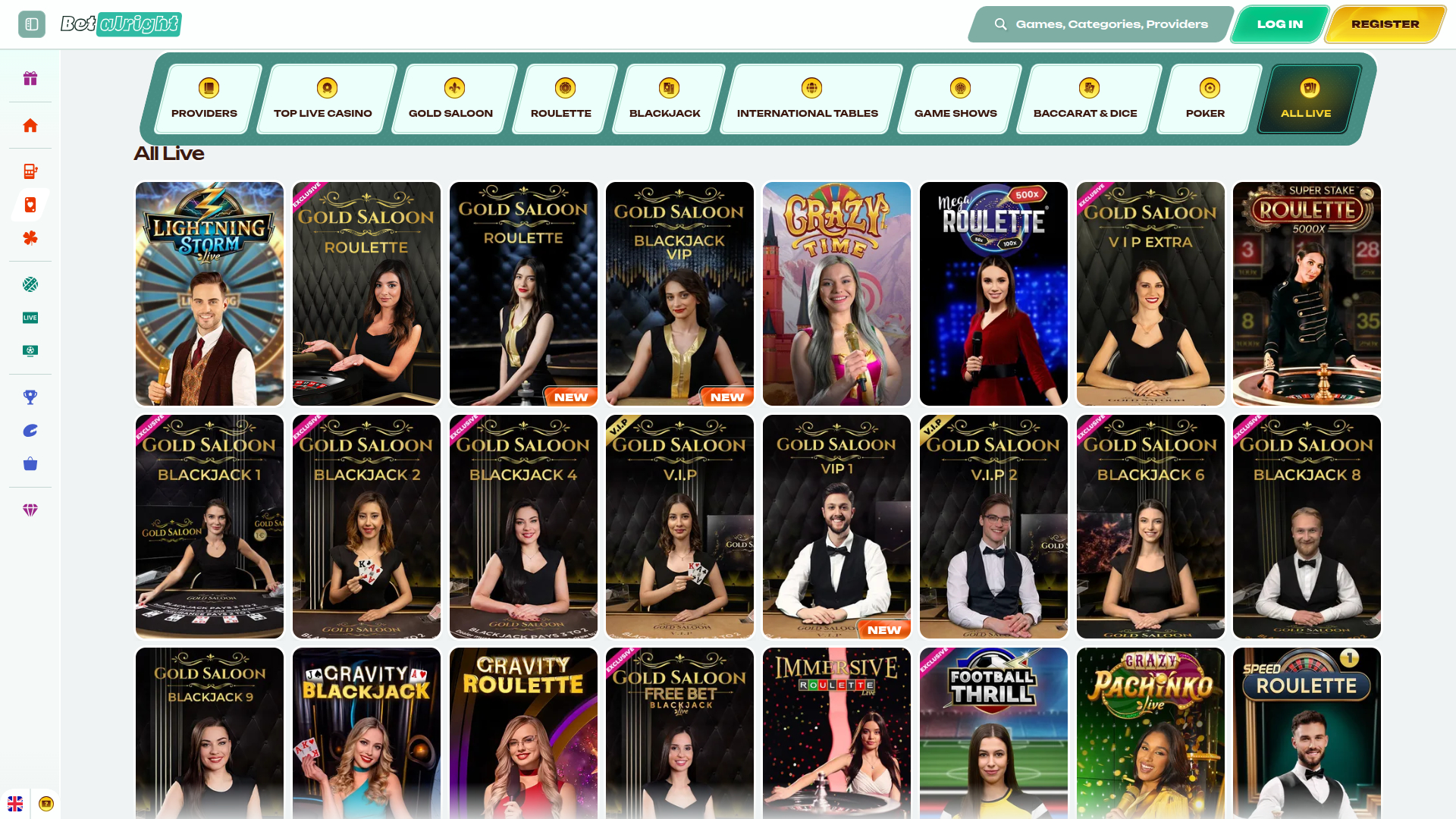 Betalright Casino Desktop Live Dealer