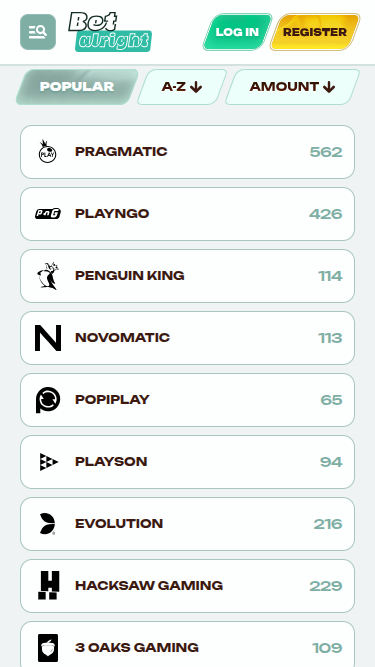 Betalright Casino Mobile Game Developers