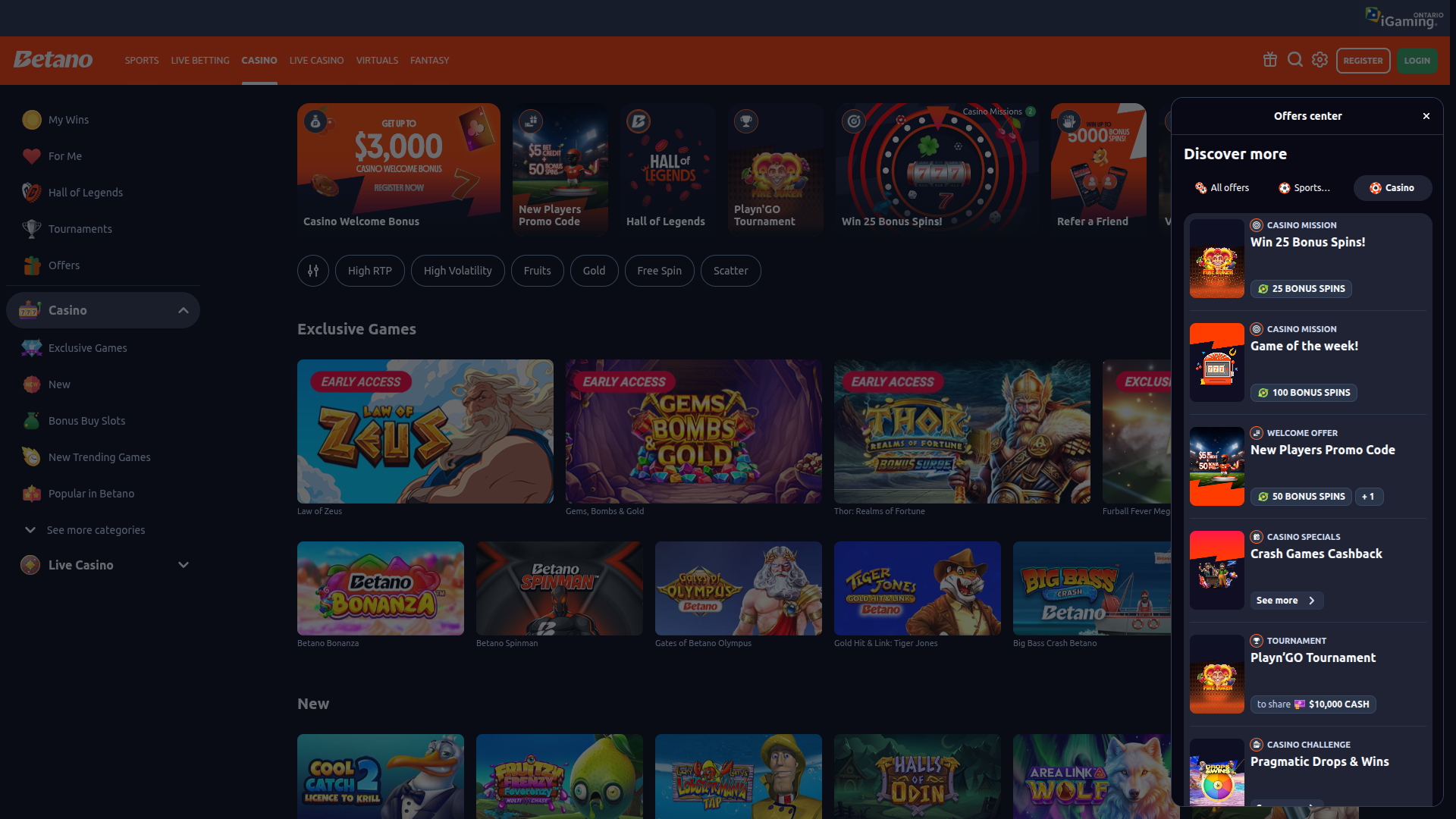 Betano Casino Desktop Promotions