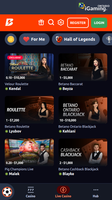 Betano Casino Mobile Live Dealer