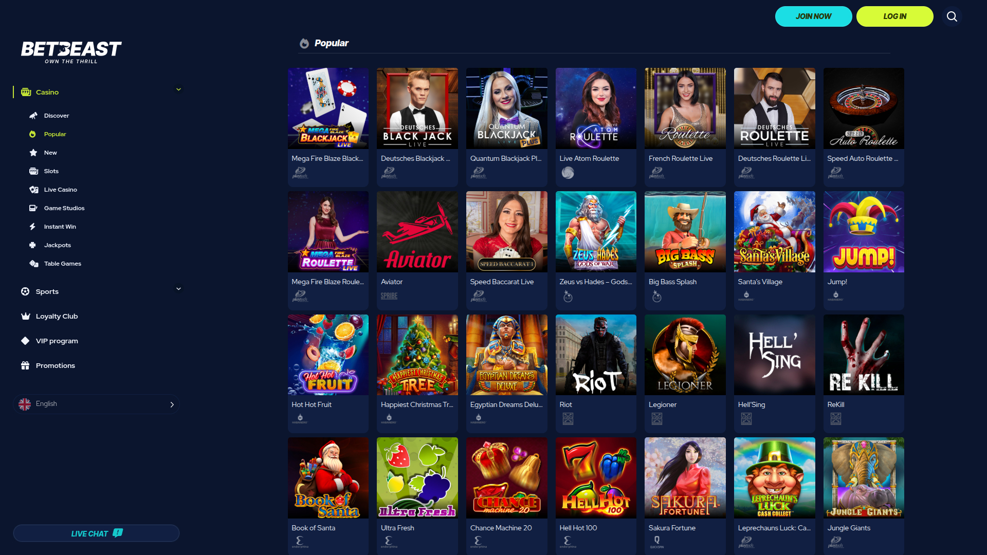 BetBeast Desktop Games
