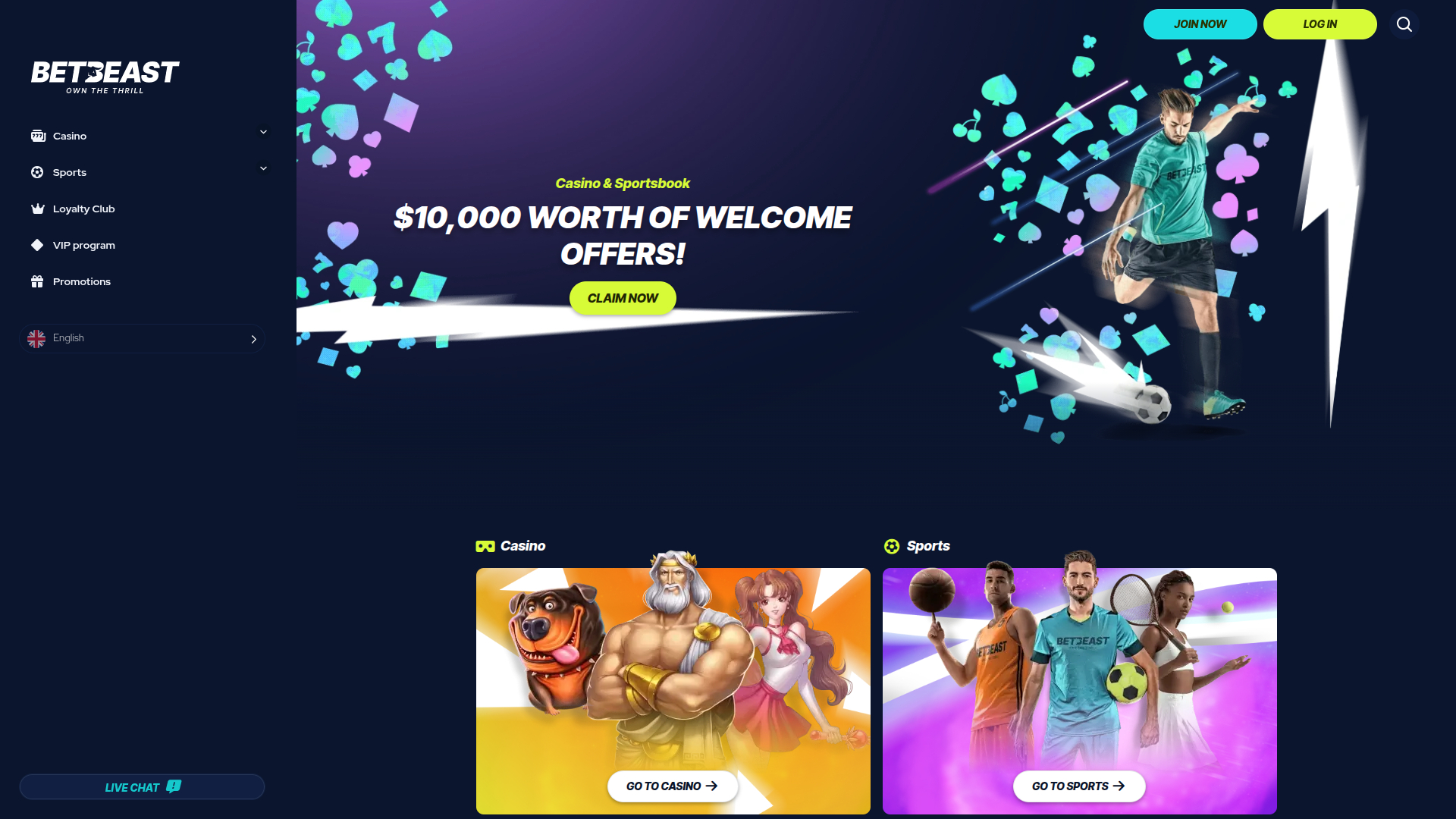 BetBeast Desktop Homepage
