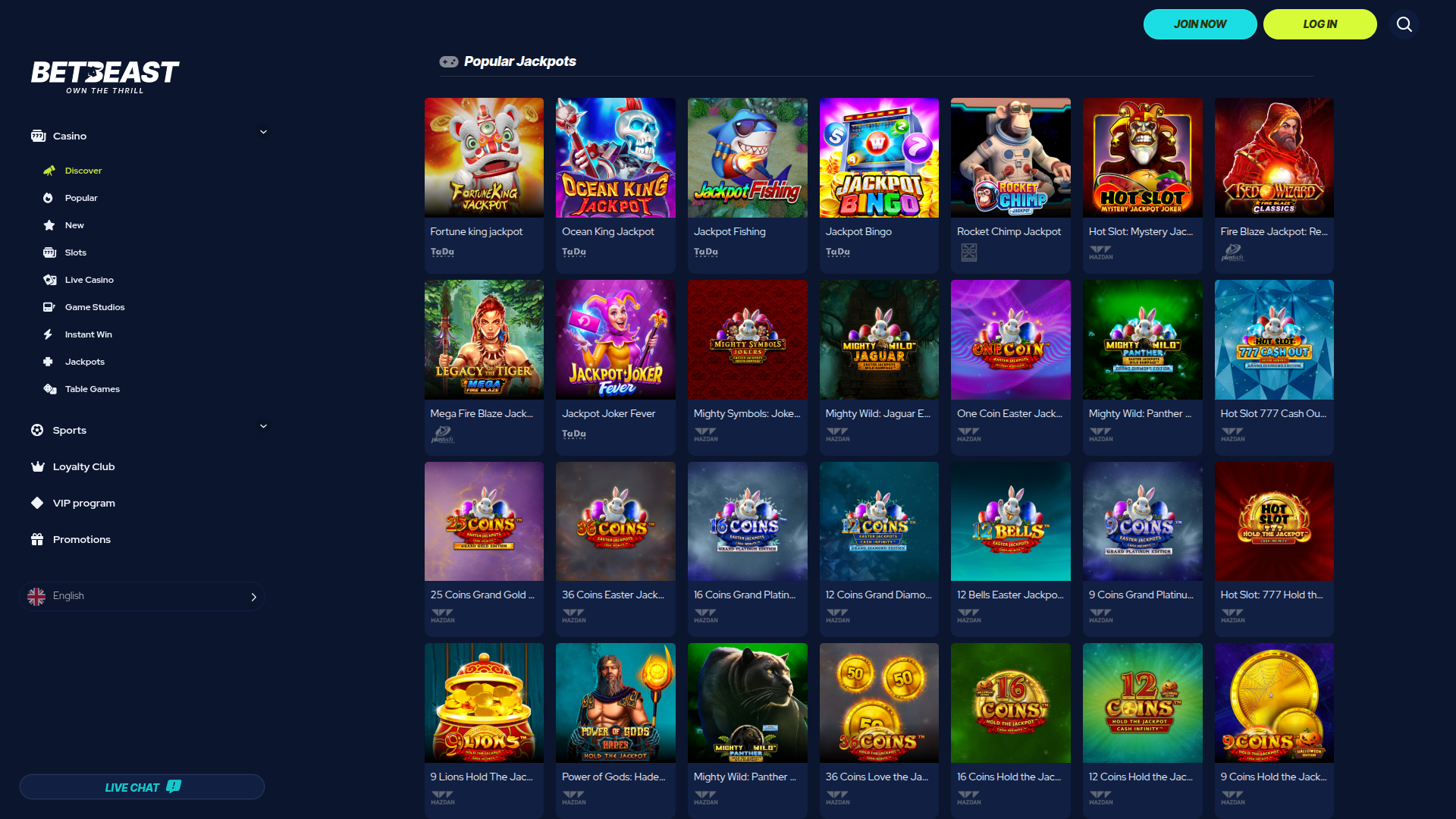 BetBeast Desktop Jackpot