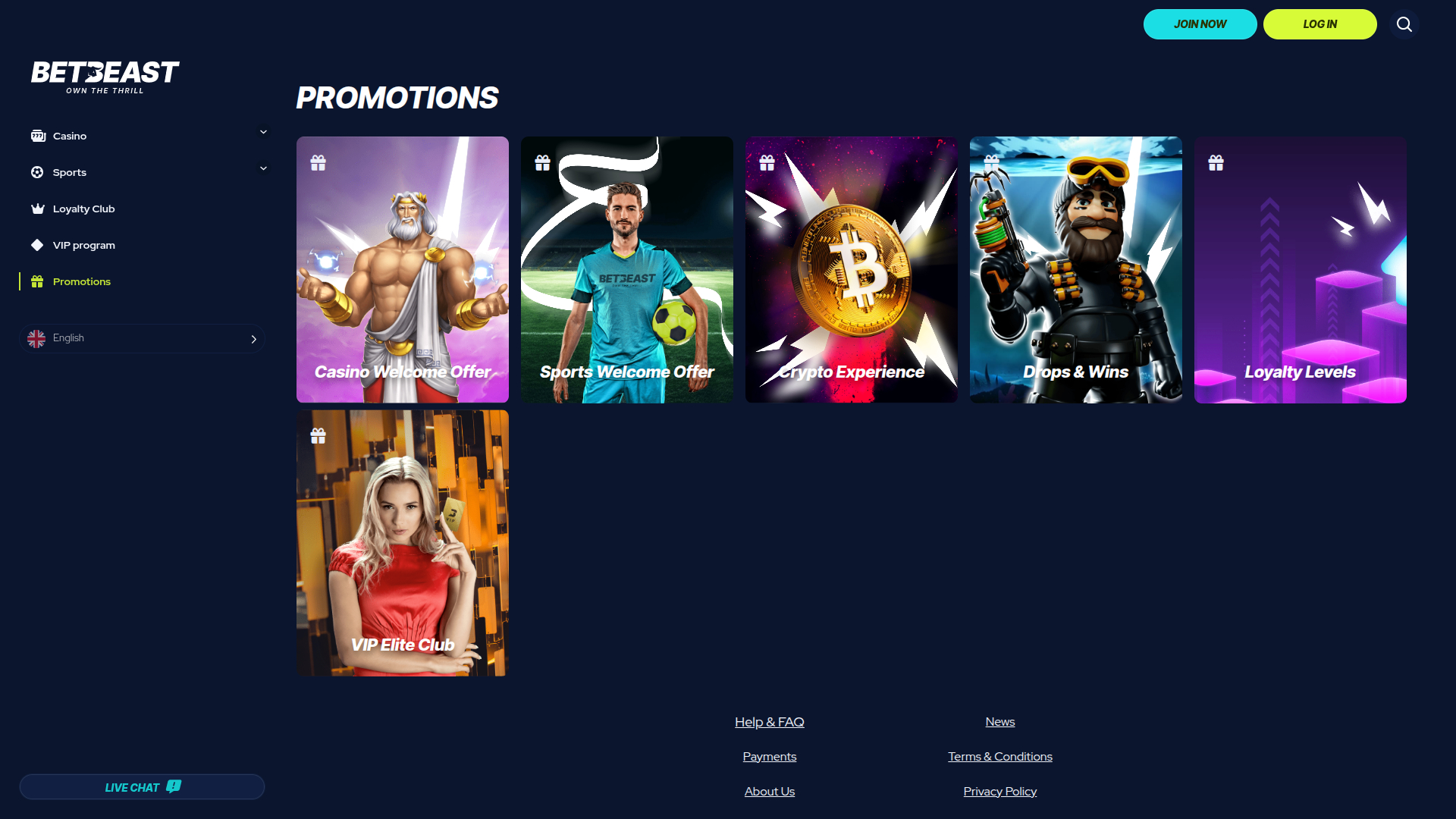 BetBeast Desktop Promotions