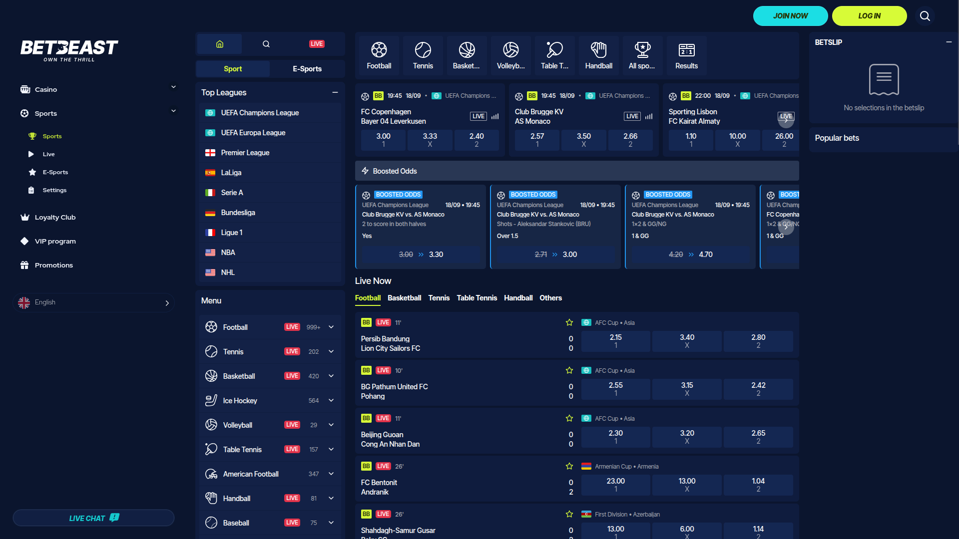 BetBeast Desktop Sports