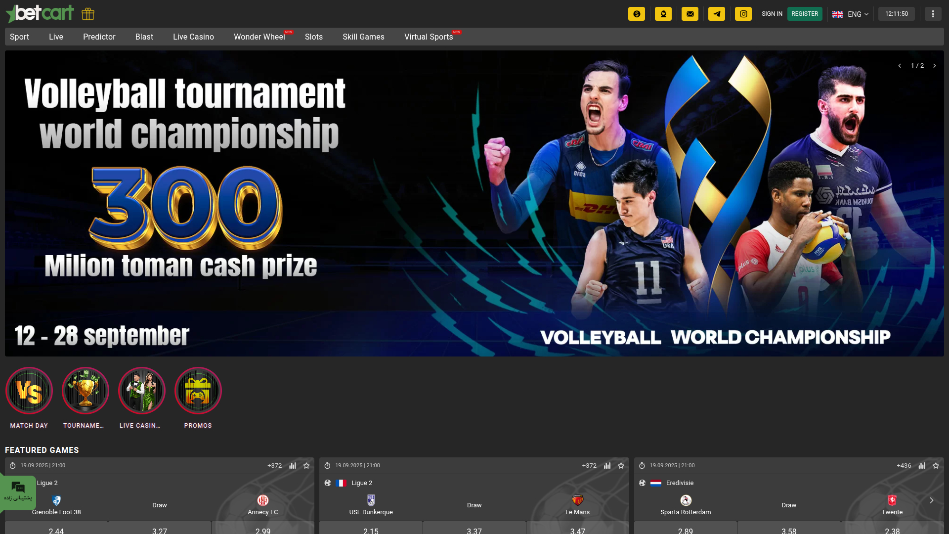 Betcart Casino Desktop Homepage