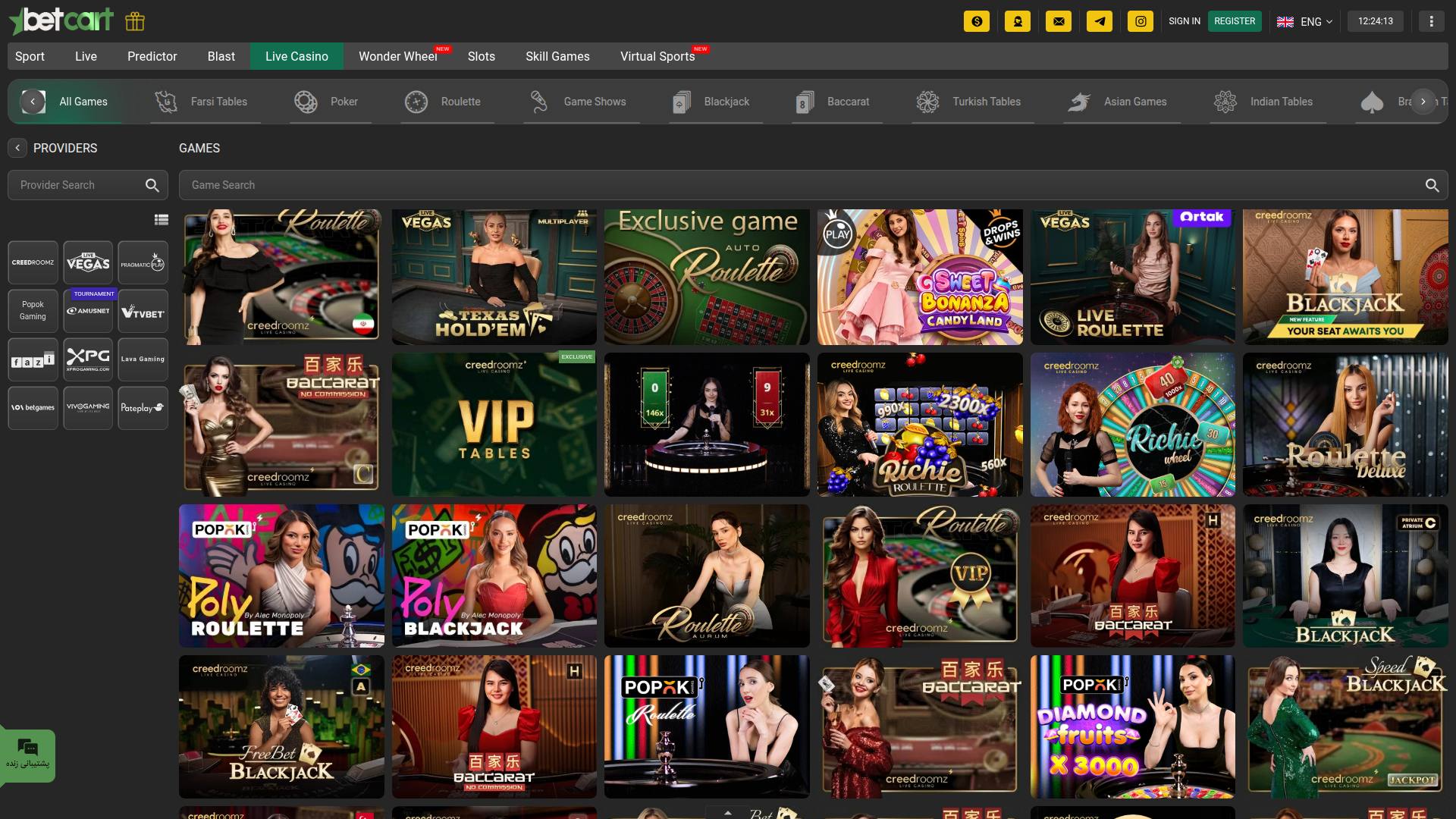 Betcart Casino Desktop Live Dealer