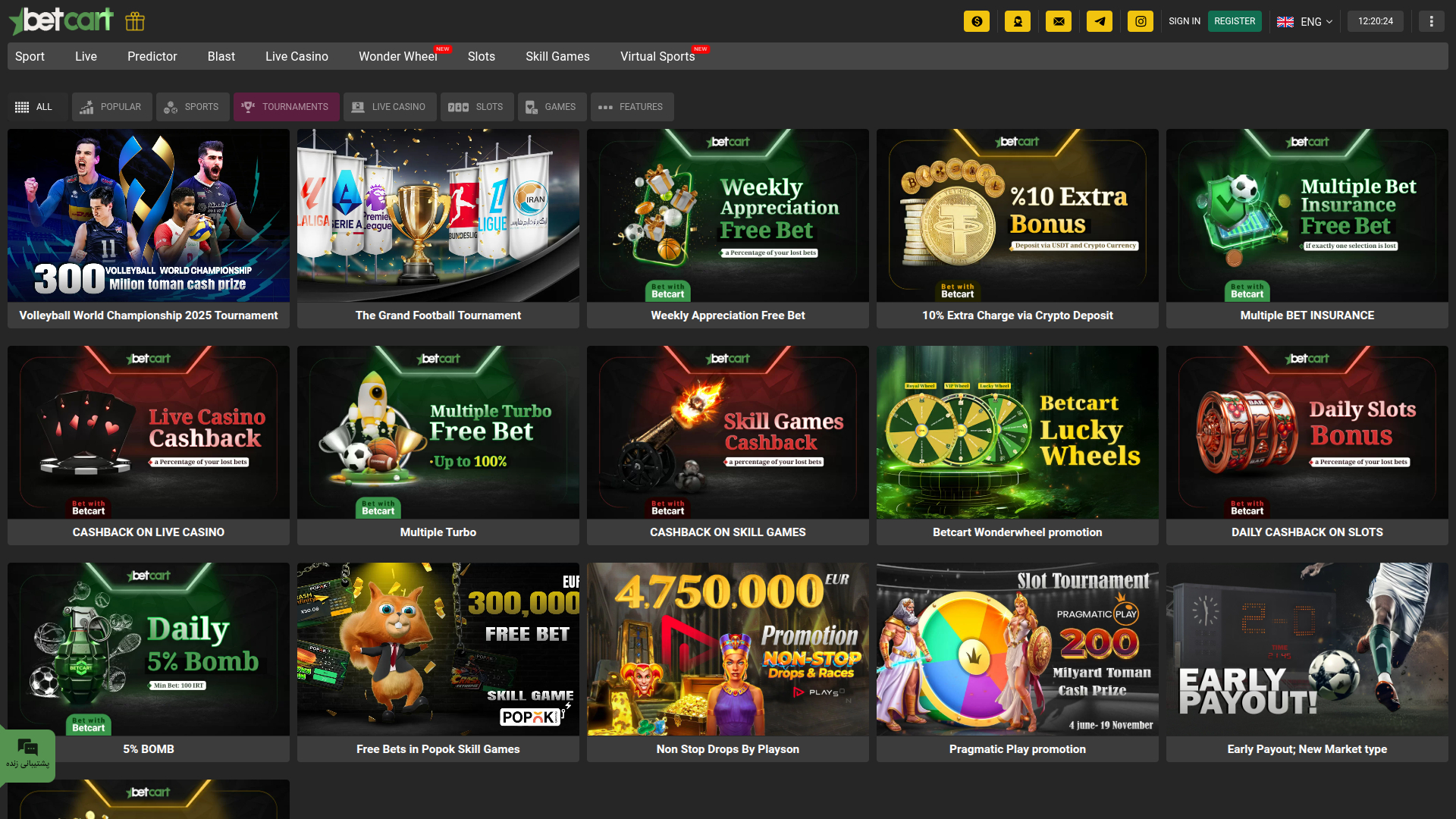 Betcart Casino Desktop Promotions