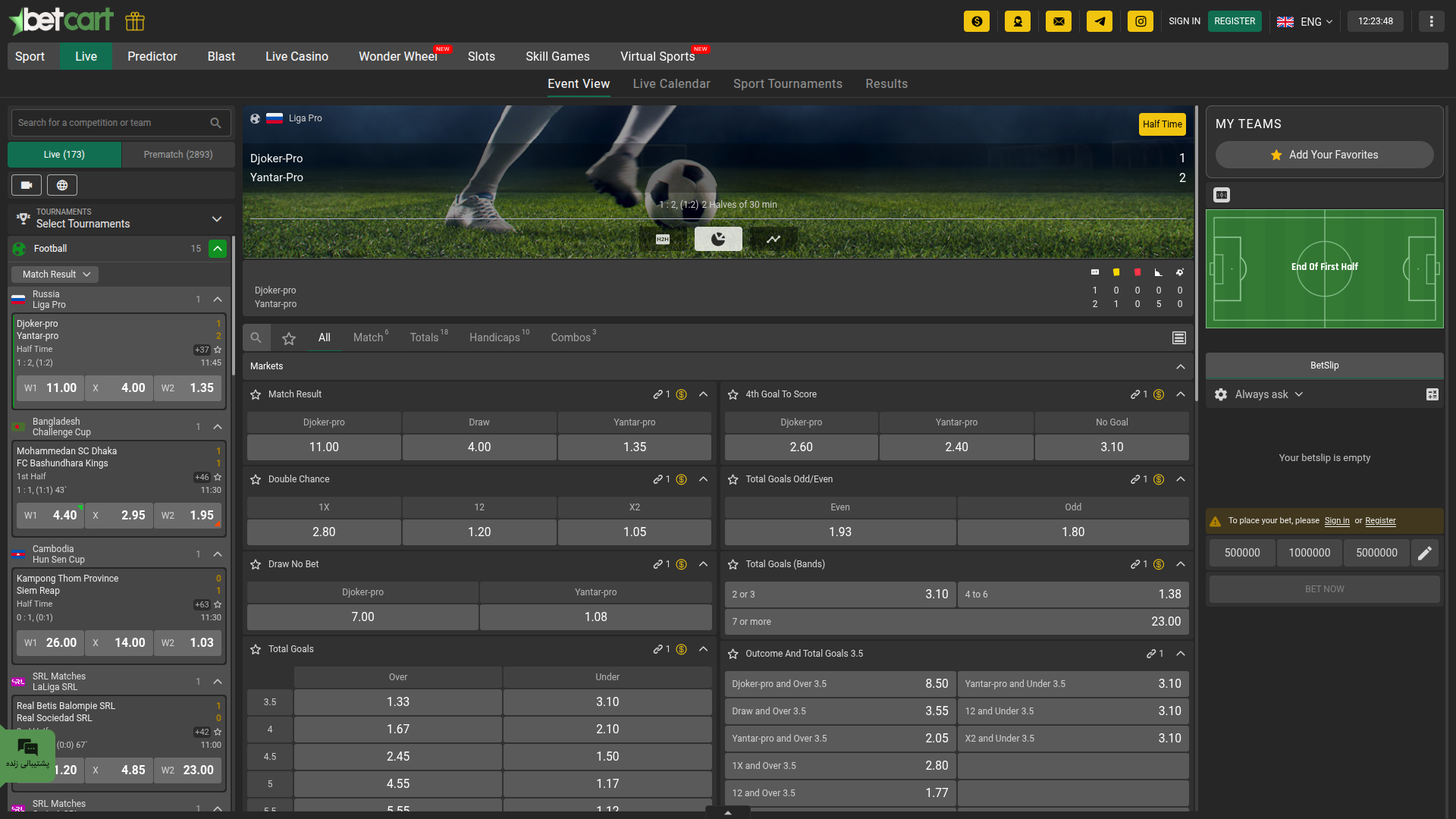 Betcart Casino Desktop Sports
