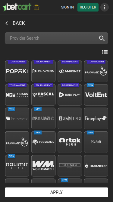 Betcart Casino Mobile Game Developers