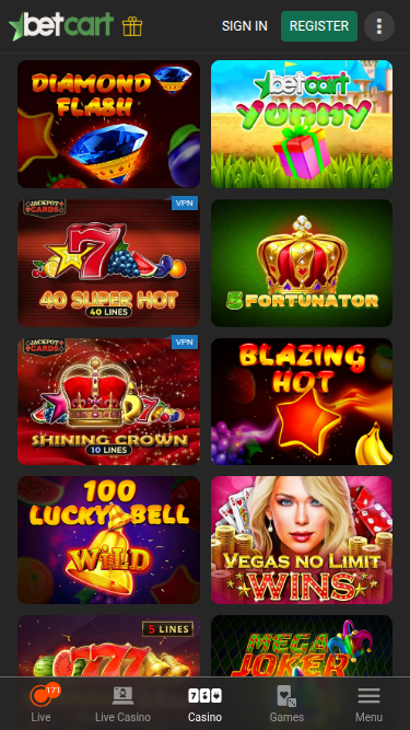 Betcart Casino Mobile Games