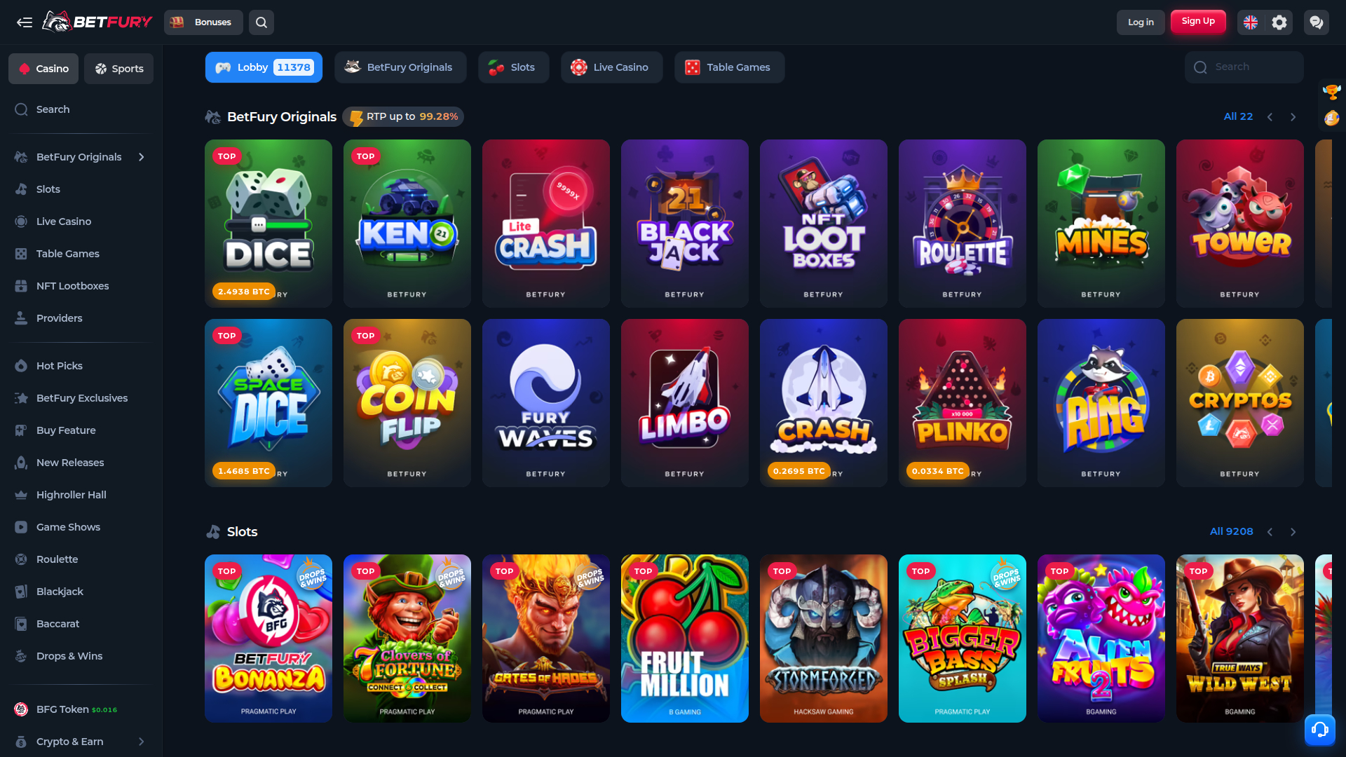 BetFury Casino Desktop Games