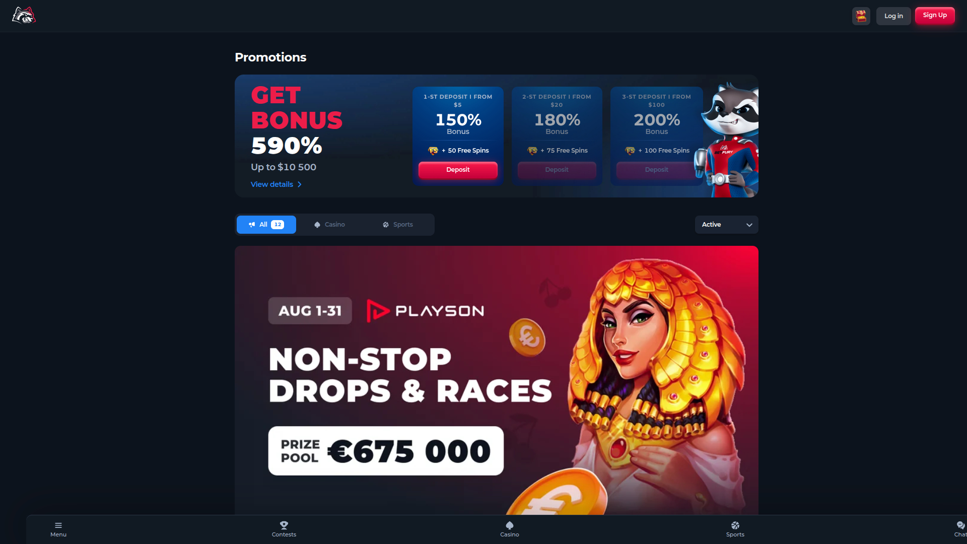 BetFury Casino Desktop Promotions
